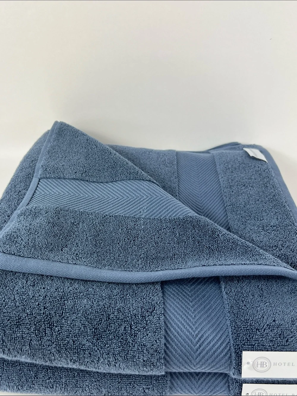 Hotel Balfour Spa Bath Towels Dark Blue Soft Turkish Cotton Plush Set of 2 NEW